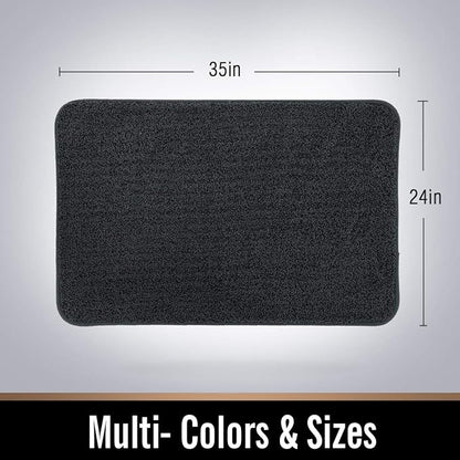 ITSOFT Dirt Trapper Indoor Door Mat & Entrance Rug for Wet Muddy Shoes and Pet Paws, Non-Slip Machine Washable, Shoe Scraper, Absorbent Welcome Dog Mat for Front Door, Entry Way (35x24, Dark Gray)