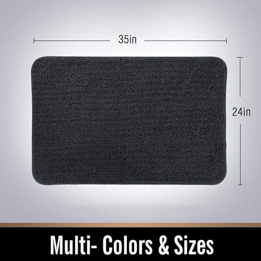 ITSOFT Dirt Trapper Indoor Door Mat & Entrance Rug for Wet Muddy Shoes and Pet Paws, Non-Slip Machine Washable, Shoe Scraper, Absorbent Welcome Dog Mat for Front Door, Entry Way (35x24, Dark Gray)