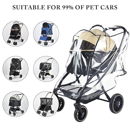 Universal Dog/Cat Stroller Rain Cover, EVA Transparent Waterproof Windproof Snowproof Cover, Pet Stroller Rain Cover for Outdoor, Pet Supplies