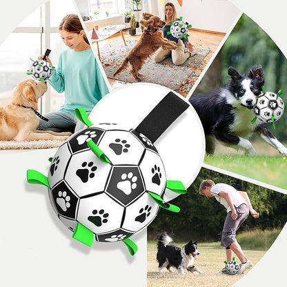 Dog Toys, Dog Soccer Ball with Straps for World Cup, Interactive Dog Balls for Small Medium Breed, Dog Birthday, Herding Ball, Durable Toy for Puppy Outdoor Play (6 Inch)