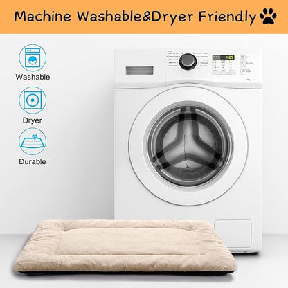 Dog Beds Crate Pad for Small Dogs Ultra Soft Dog Crate Bed Washable & Anti-Slip Kennel Pad for Dogs Cozy Sleeping Mat,Cream 24inch