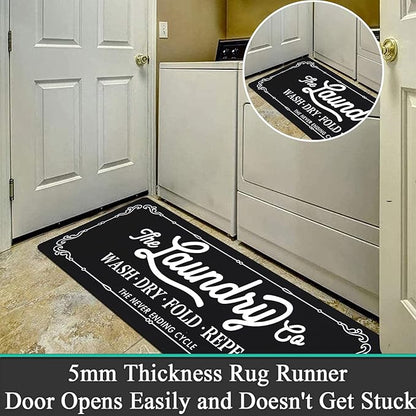 Pauwer Laundry Room Rug Runner 20"x48" Waterproof Rubber Laundry Mat Non Slip Kitchen Mats for Floor Washable Floor Mat Runner Rug for Farmhouse Mudroom Washroom Bathroom Decor