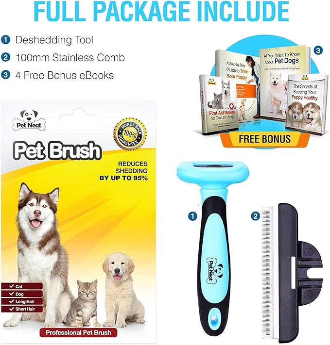 Pet Grooming Brush Effectively Reduces Shedding by Up to 95% Professional Deshedding Tool for Dogs and Cats