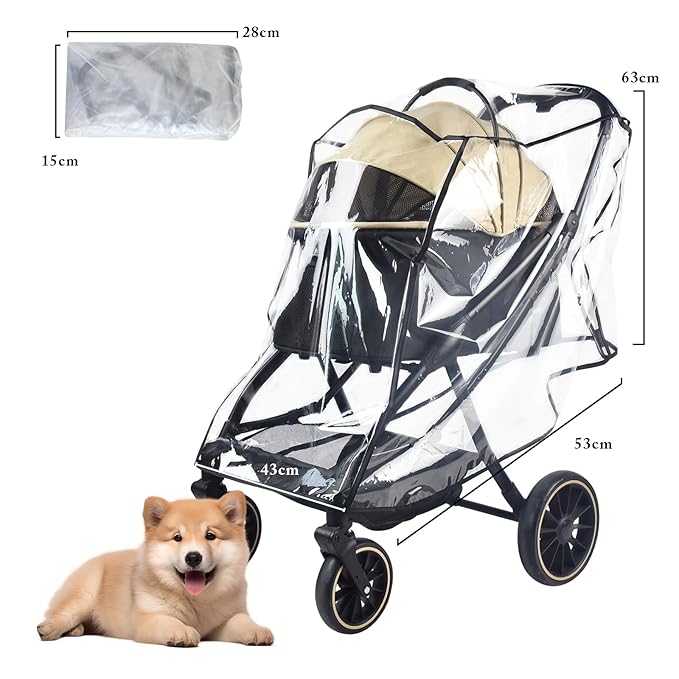 Universal Dog/Cat Stroller Rain Cover, EVA Transparent Waterproof Windproof Snowproof Cover, Pet Stroller Rain Cover for Outdoor, Pet Supplies