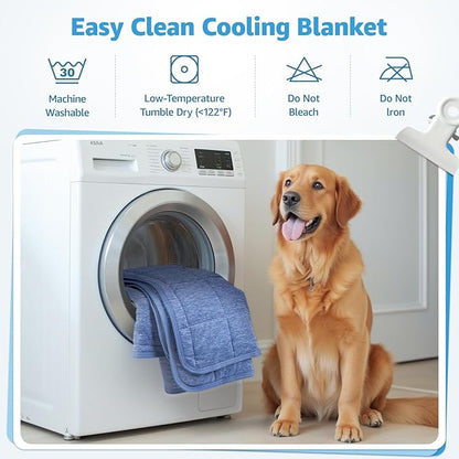 Cooling Blanket for Dogs, 0.4 Q-MAX Pets Cooling Comforter Throw for Bed Cover, Summer Blanket for Large Dogs Washable, Soft Lightweight Cold Mats for Pet Hot Weather (60"×80"/Deep Blue)