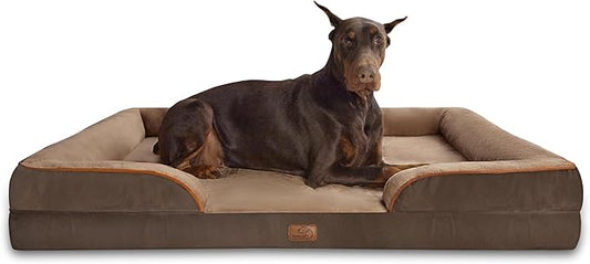 Bedsure XXL Orthopedic Dog Bed for Extra Large Dogs - Washable Giant Dog Cat Bed Waterproof, Comfort Dogs Couch Sofa with Washable Removable Cover, Pet Bed with Nonskid Bottom, Brown, 52"