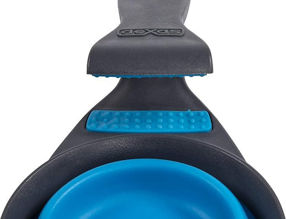 Dexas Pets Collapsible KlipScoop Collapsible Dry Dog Food Scoop and Dog Food Bag Clip, 1 Cup Capacity, Pro Blue