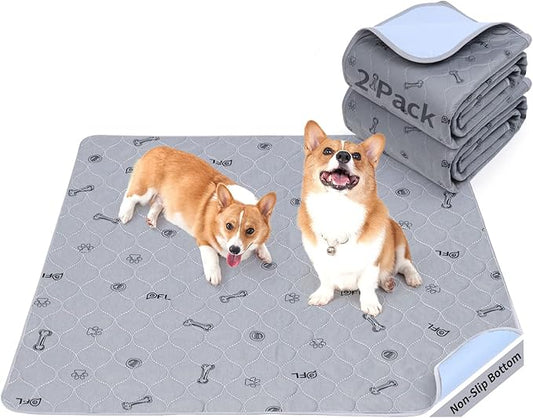 Washable Puppy Pads 2 Pack,Absorbent Washable Pee Pads for Dogs, Reusable Whelping Pads, Non-Slip Pet Mats Floor Protector for Couch Cover, Crate, Potty Training -36x48