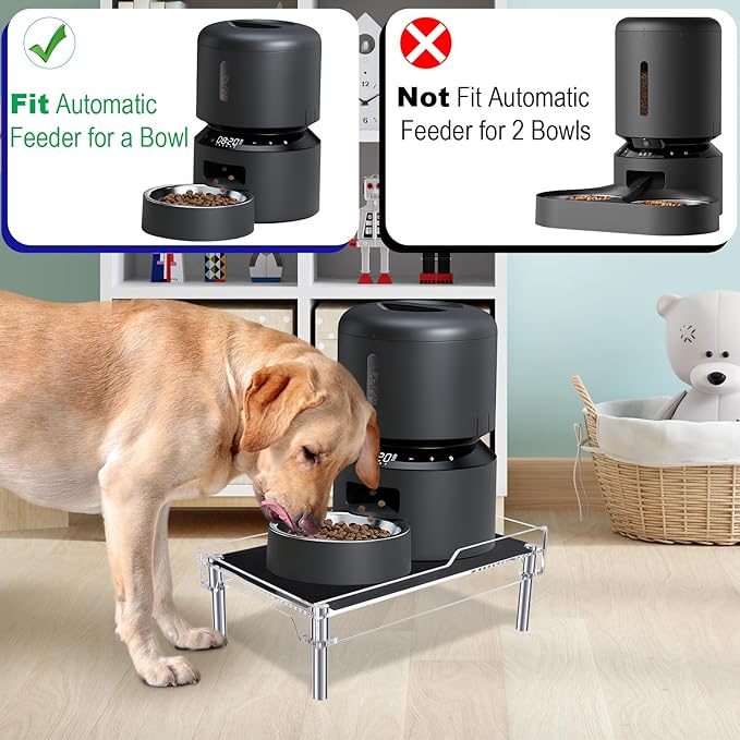 Beautyflier Raised Dog Feeder Stand Elevated Holder for Automatic Cat & Dog Feeders Pet Water Bowl Dispenser Stand Adjustable Fits Small Jugs Holds 5KG, Black (Holder ONLY)