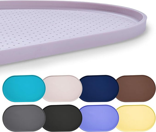 Hubulk 100% Waterproof Silicone Pet Feeding Mat with Raised Edge for Food and Water, Dog Bowl Mats, Cat Bowls Placemat with High Lip Protects Floor for Cats and Dogs (Dove, 16" L x 10" W)