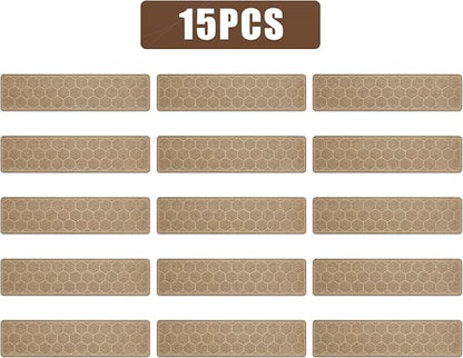 15 Pack 8 "X 30" Non-Slip Carpet Stair Treads for Indoor Wooden Steps, Made of Polyester and Reusable Adhesive, Suitable for Kids Elders and Pets（Beige Hexagon）