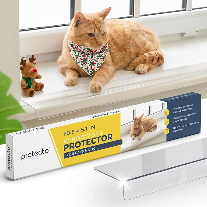 PROTECTO Window Sill Protector from Dogs - 29.5 x 5.1 Clear Window Guards from Cats Scratching, Chewing & Clawing | Keep Your Sills Smooth & Paws Safe | Ultra Strong Window Sill Cover Protection