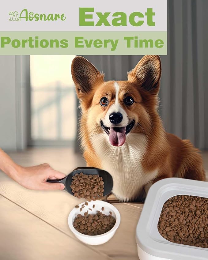 2PACK Dog-Cat Food-Scoop Measuring-Cup,1 Cup Capacity Versatile Plastic Pet Food Scoop with Measuring Lines 1 Cup and 1/2 Cup for Precise Portion Control (2 Black)