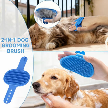 4PCS Dog washing kit,Dog Bath Brush | Dog Washing Gloves | Microfiber Large dog towel 56'' X 28'',Very suitable for bathing, swimming, outdoor activities, and camping for large and medium-sized dogs.