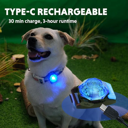 LaRoo Dog Collar Light for Night Walking - USB-C Rechargeable, 13g Ultra Light Waterproof LED Pet Safety Light with 3 Modes, Dog Lights for Night Walking, Camping(Blue)