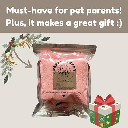 DERPYCHAPPY Premium Dog Towel Robe & Dog Bathrobe for Drying Dogs Made in Korea | Super Absorbent Quick & Adjustable Microfiber Bath Towel for Cats & Puppy Robes After Bath | Soft Warm Coat (Pink,L)