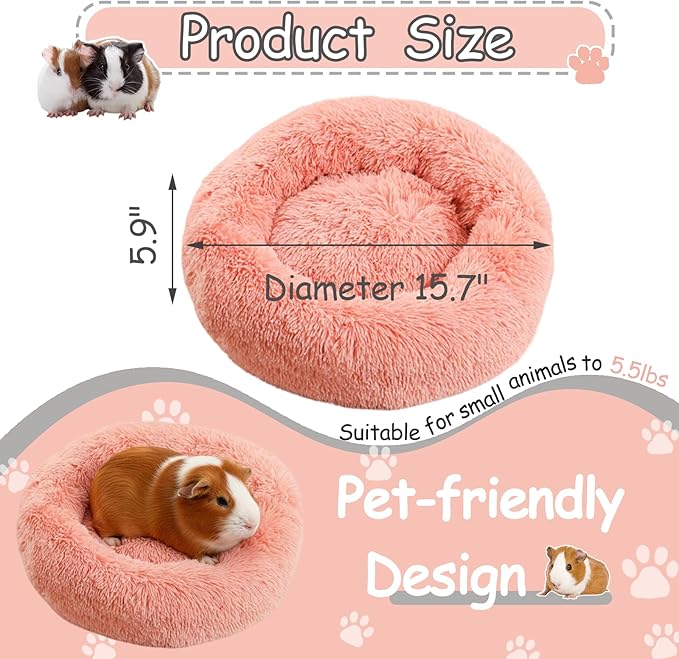 Bunny Bed Rabbit Hideout Large Soft & Comfortable Small Animal Bedding Cozy Bed Mat Warm Hideaway Cage Accessories for Guinea Pig Dwarf Bunny Chinchillas Hamsters Hedgehogs Ferrets Pink
