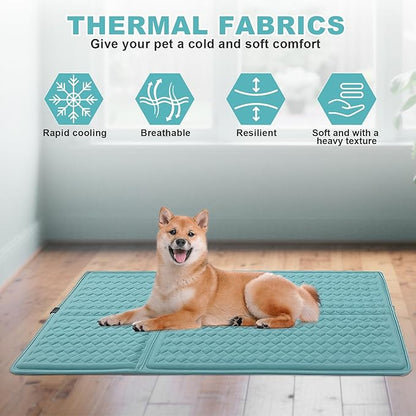 Newly Upgraded Dog Cooling Mat 34x23 in,Ice Breathable Fabric, Solid Silicone Honeycomb Heat Dissipation Structure, Long-Lasting Coolness Cooling Mat for Dogs(Q-Max>0.5) Washable& Non-Toxic