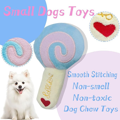 Dog Toys for Small Dogs, 4 Packs Cute Chew Toys for Puppy, Durable Soft Plush Small Dog Toys, Blue Stars Designs, Puppy Teething Toys