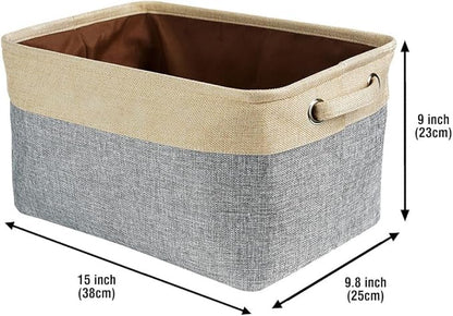 Personalized Foldable Storage Basket with Lovely Dog Yorkie Collapsible Sturdy Fabric Pet Toys Storage Bin Cube with Handles for Organizing Shelf Home Closet, Grey and White