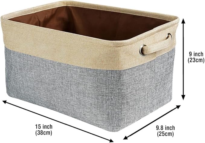 Personalized Foldable Storage Basket with Cute Dog Yorkie Collapsible Sturdy Fabric Pet Toys Storage Bin Cube with Handles for Organizing Shelf Home Closet, Grey and White