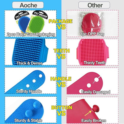2Pack Dog Bath Brushes, Dog Grooming Brush Pet Bath Brush Scrubber Pet Shampoo Brush Soothing Massage Rubber Comb with Adjustable Ring Handle for Wet Dry Long Short Haired Dogs and Cats