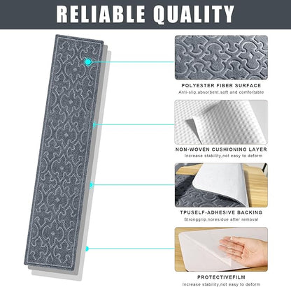 4Pcs Stair Treads for Wooden Steps Indoor with Self Adhesive, 8"x30" Non Slip Stair Runners-Peel & Stick Indoor Stair Carpet Runner, Resistant Indoor Runner for Kids、Elders and Pets,Dark Grey