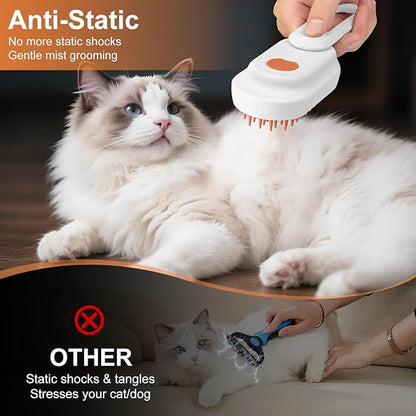 Steam Brush for Cat & Dog – 3-in-1 Spritz Pet Spray Hair Removal Comb for Grooming & Shedding Steam – Water Brush for Long & Short Haired Pets