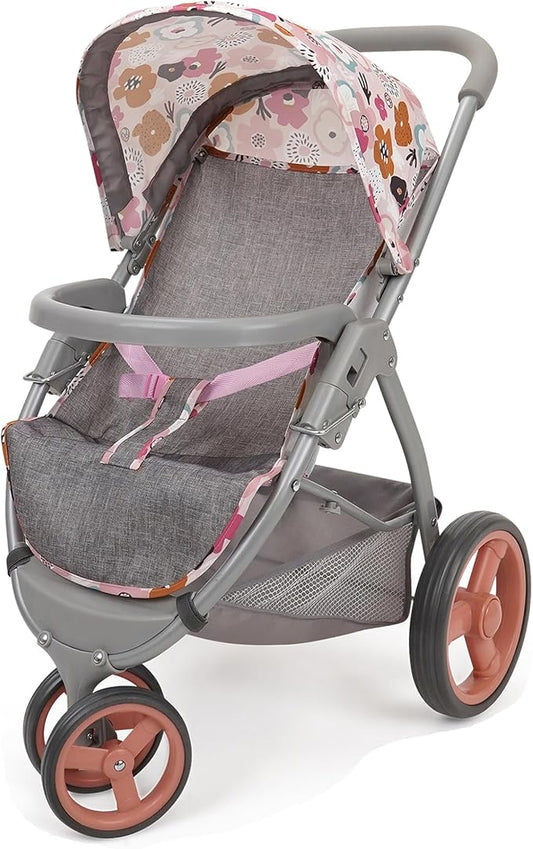 509 Crew: Melange Flora - Mabelle 3-Wheel Doll Jogger Stroller - Accessory for Dolls Up to 24", Large Canopy, Foldable Design, Kids Toy, Ages 3+