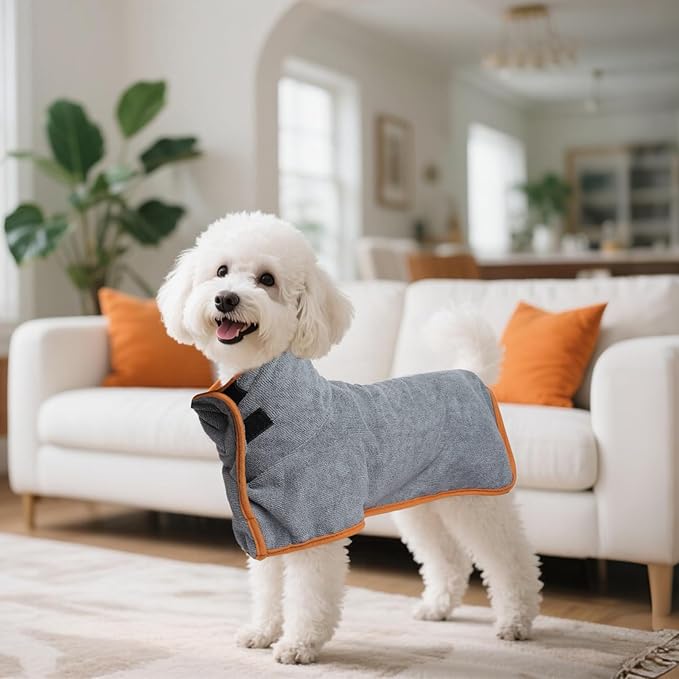 Dog Bathrobe Super Absorbent Dog Towels Microfiber Bath Robe Towel for After Bath Warm Keeping Dogs Cold Weather Coats