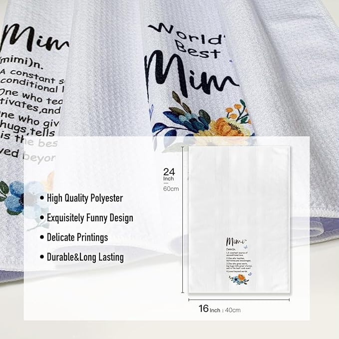 Kitchen Towels for Mimi-Funny Joked Hand Dish Kitchen DéCor, Hilarious Absorbent Tea Towel, for Mimi Nana Grandmother On Mother's Day Birthday,Christmas,Thanksgiving 16" x 24"