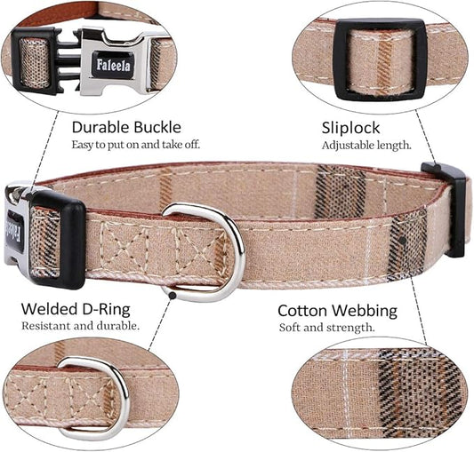 Faleela Soft &Comfy Bowtie Dog Collar,Detachable and Adjustable Bow Tie Collar,for Small Medium Large Pet (L, Brown)