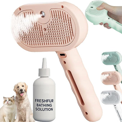 Shower Brush for Dogs, 3-in-1 Pet Grooming Brushes with Steam & Self-Cleaning Silicone Bristles