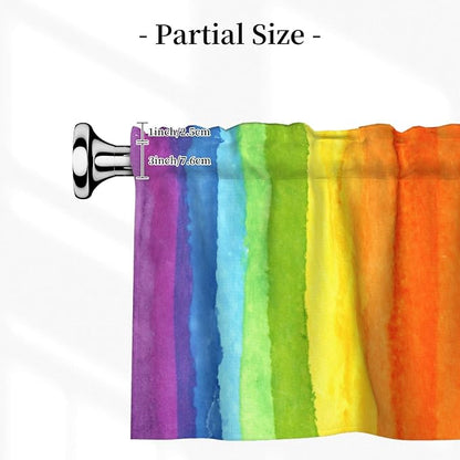 Rainbow Curtain Valance Short Rod Pocket Window Treatment for Living Room Bedroom Kitchen Bathroom 1 Panel 54" W x 18" L