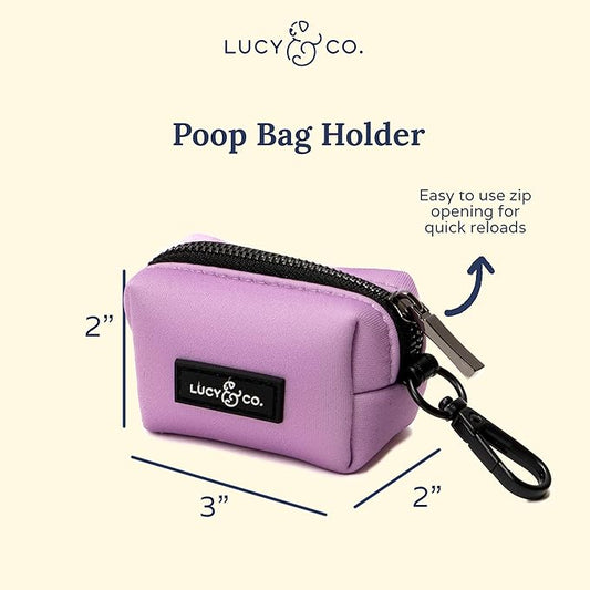 Lucy & Co. Dog Poop Bag Holder - Leak Proof Dispenser with Leash Attachment - Easy Refills - Hygienic Pet Poop Pickup-Purple
