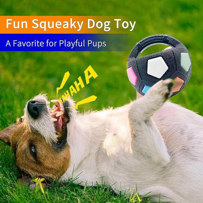 YoFellas Dog Toy Ball with Handle – Durable Squeaky Fetch Ball for Medium & Large Dogs, Floating Interactive Chew Toy for Water Play, Training & Outdoor Games