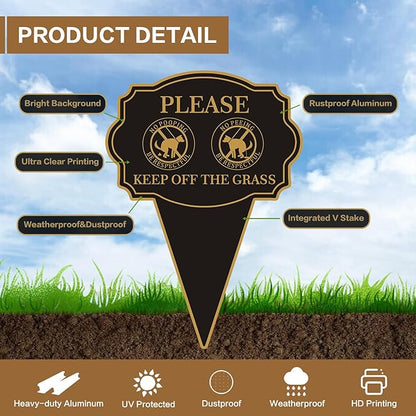 Double Sided Yard Sign, Please Be Respectful Keep Off the Grass, 14"x10" No Pooping or Peeing Dog Lawn Stake, Easy Mount for Outdoor Use(1PACK-Keep Off The Grass)