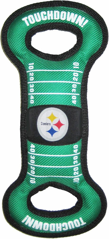Pets First NFL Football Field DOG TOY with Squeaker. - PITTSBURGH STEELERS - For Tug, Toss, and Fetch. - Tough & Durable PET TOY (PIT-3030)