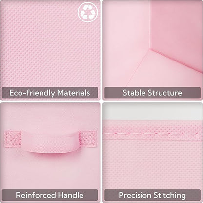 GRANNY SAYS Cube Storage, 13x13 Cube Storage Organizer Bins, Collapsible Storage Bins with Handle, Closet Storage Bins, Baskets for Shelves, Cubby Storage Organizer, Pink, 6-Pack