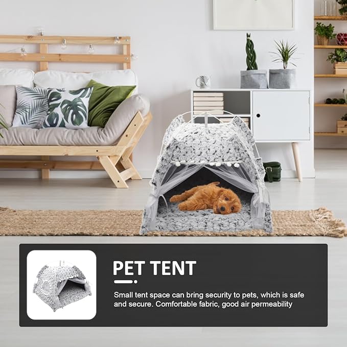 Summer Cat Tent Foldable Pet Teepee Indoor Outdoor Semi-Enclosed Comfortable Cat Nest Small Pet Sleeping Place All-Season Play Tent