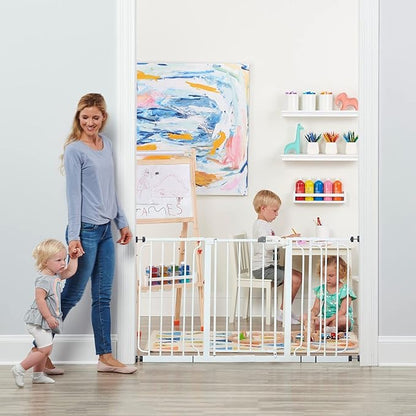 Regalo 56-Inch Extra Wide Baby Gate for Doorways, Hallways & Bottom of Stairs, Pressure Mount for Babies, Toddlers & Pets, Tested & Safe, American Designed, White