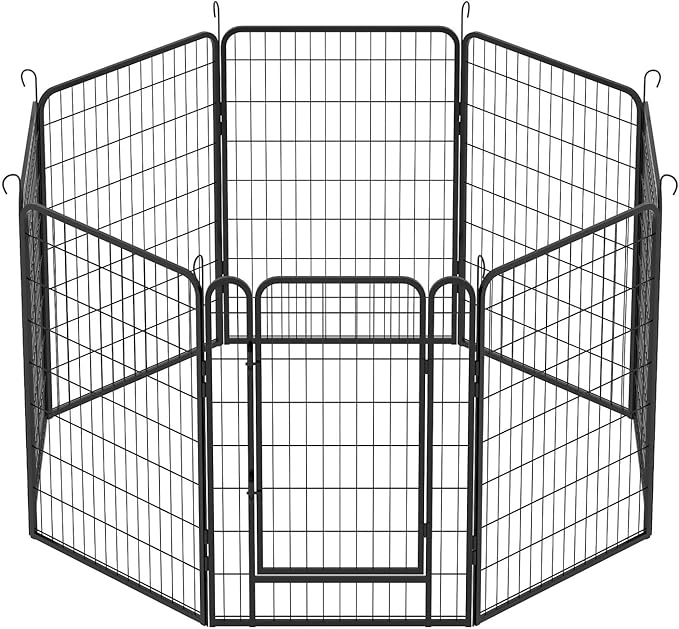 Dog Playpen Indoor - Pet Fence Puppy Exercise Pen for Yard Gate 6/8/12/16Panel Heavy Duty Crates with Doors Metal Dog Pen for Camping Outdoor, Small/Medium Pets (27.76 x 39.37 Inch, Black 8 Panels)