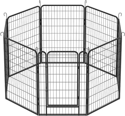 Dog Playpen Indoor - Pet Fence Puppy Exercise Pen for Yard Gate 6/8/12/16Panel Heavy Duty Crates with Doors Metal Dog Pen for Camping Outdoor, Small/Medium Pets (27.76 x 39.37 Inch, Black 8 Panels)