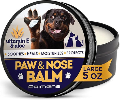 Dog Paw Balm Natural Moisturizer for Dry Cracked Paws - Lick Safe Paw Cream Wax with Aloe Vitamin E - Winter Summer Protection Hot Pavement Snow Salt - Healing Nose Balm