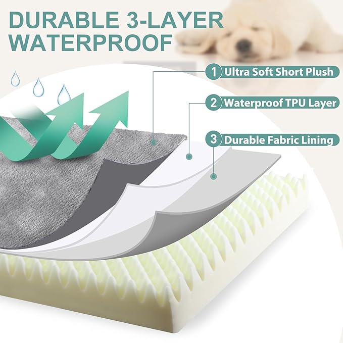 Outdoor Waterproof Extra Large Dog Bed, XL Pet Beds Washable 44 inch, Orthopedic Foam Sleeping Pad with Removable Cover Reversible Anti-Slip 44"x32", Grey