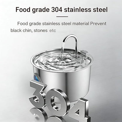 Dog Water Bowl, Triple Filtration System, 3.2L Capacity, Continuous Circulating Water Flow, Quiet Operation Stainless Steel Dog Water Fountain with Visual Water Level for Dogs Cat(8pc filter)
