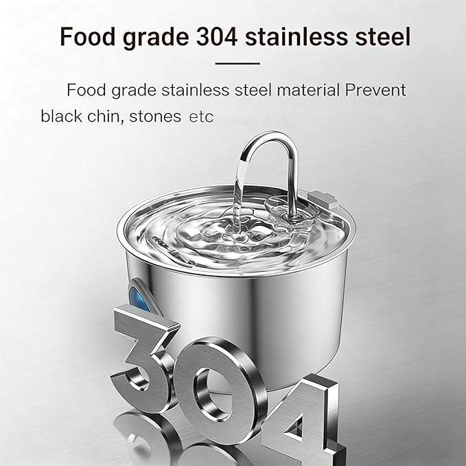 Dog Water Bowl Dispenser, 3.2l Triple Filtration System Circulating Water Flow Quiet Operation Dog Fountain Stainless Steel for Small to Medium-Sized Dogs and Cats & Multi-pet Home(1PCS)