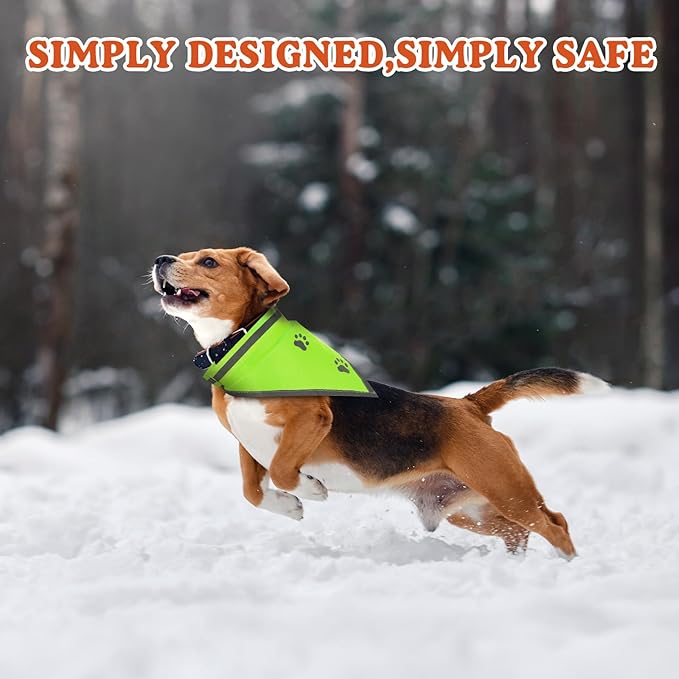 2 Pcs Reflective Dog Bandana High Visibility Neon Orange Green Dog Reflective Scarf Bibs Scarf Safety Accessories for Camping Night Walking Off Leash Exploration