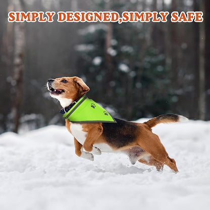 2 Pcs Reflective Dog Bandana High Visibility Neon Orange Green Dog Reflective Scarf Bibs Scarf Safety Accessories for Camping Night Walking Off Leash Exploration