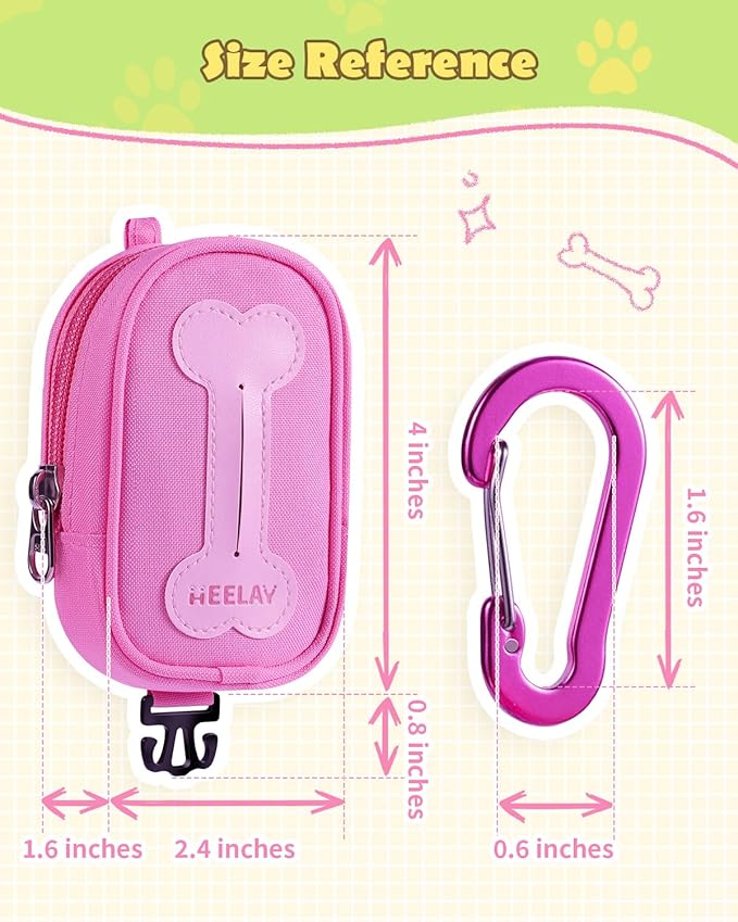 Dog Poop Bag Holder for Various Leashes,Hands Free Dog Bags Holder with Hook loop/Carabiner Clip,Bags Rolls Holder-Large Capacity,Dogs Walking,EXCLUDED
